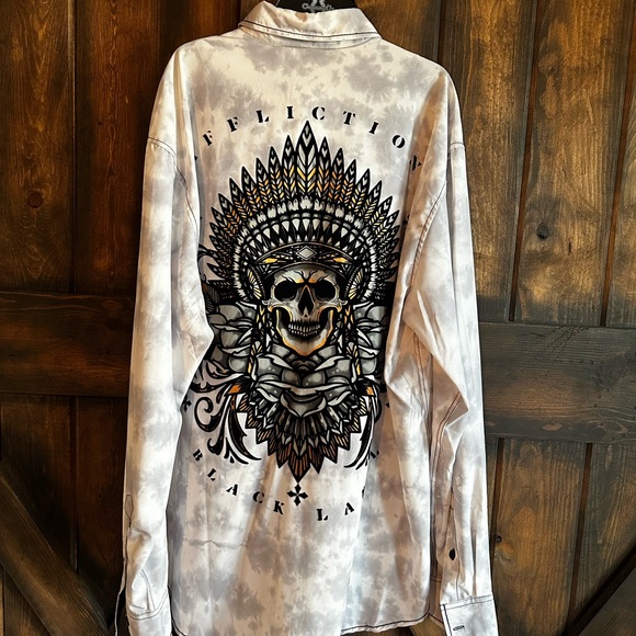 Affliction men’s Button up collared shirt black label 2XL - Picture 6 of 7